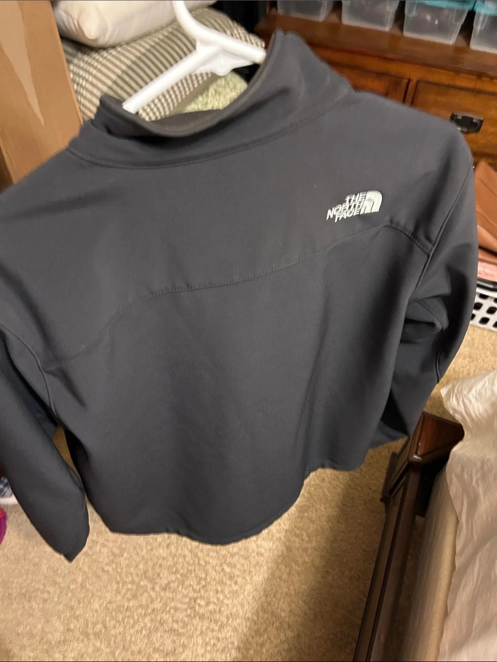 The North Face Men's Dark Gray Softshell Jacket with High Collar